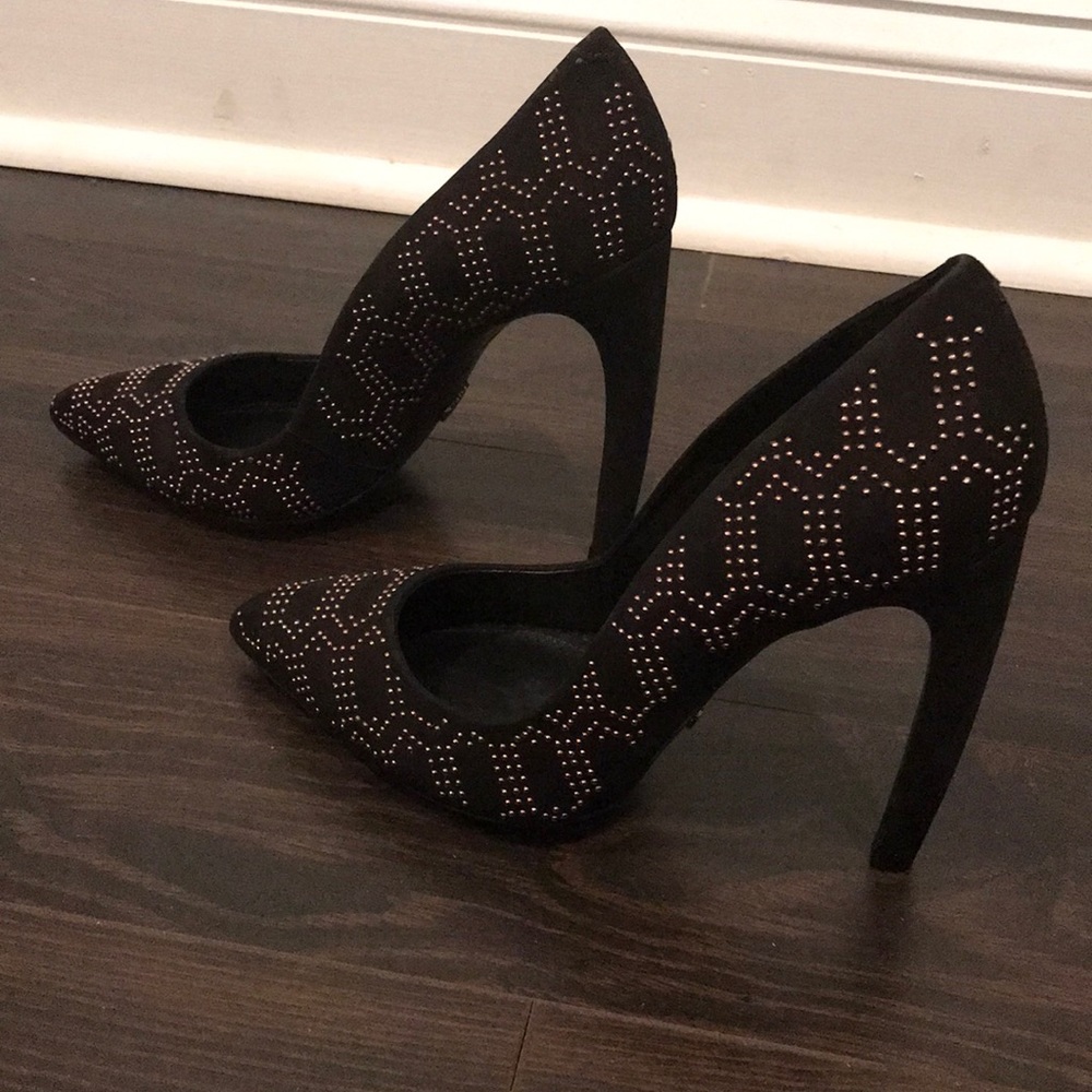 Schutz size 8 Black Studded Caritas Pumps